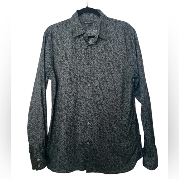 John Varvatos USA 100% Cotton Grey Floral Button Down Long Sleeve Shirt - Size M